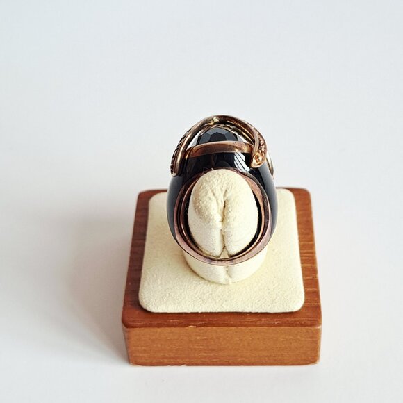 New Angelique de Paris Large Black Gold Plated Cage Ring Size 6 - Picture 5 of 15